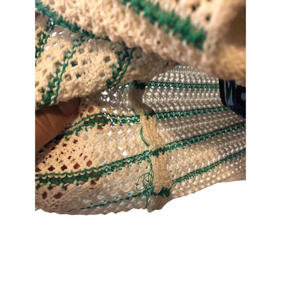 Vintage Style Green Cream Button Down Short Sleeve NERD Collared Sweater Sz XXL - Picture 10 of 16